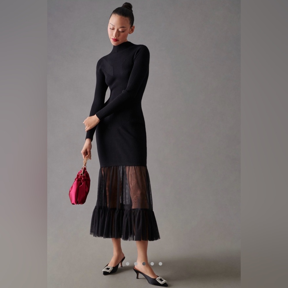 By Anthropologie Tulle Sweater Dress